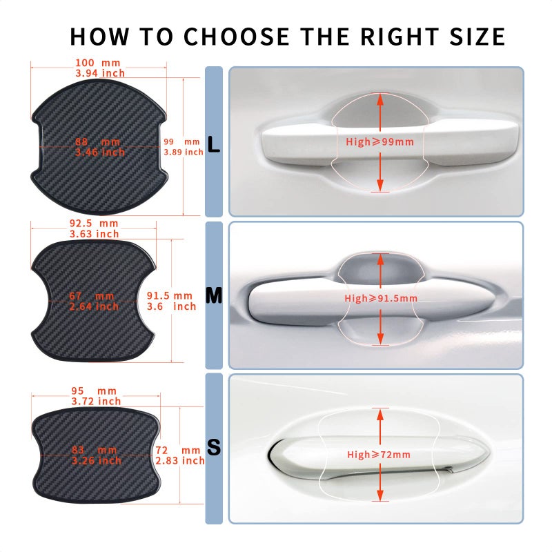 TANGSEN 4Pcs Universal 3D Carbon Fiber Texture Automotive Door Cup Handle Recess Paint Protector Cover Scratch Non-Marking TPU Personalize Pad Sticker (S) - Image 3